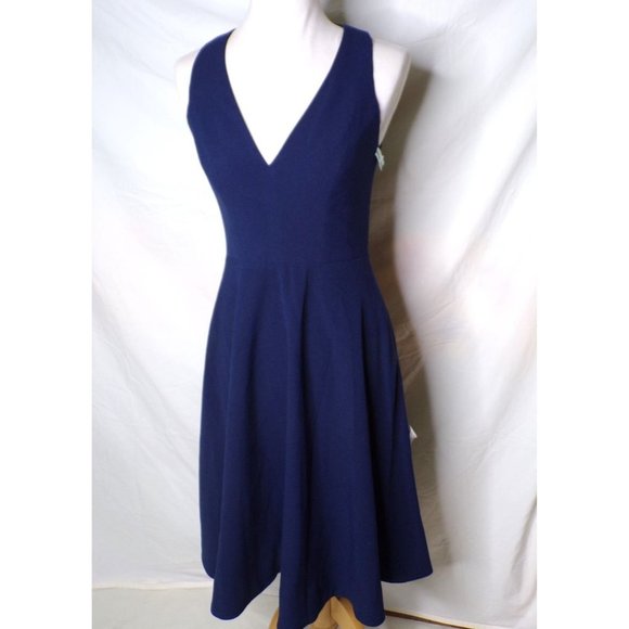 DRESS THE POPULATION Catalina Fit & Flare Dress Navy Blue Small (4-6) - Picture 6 of 11